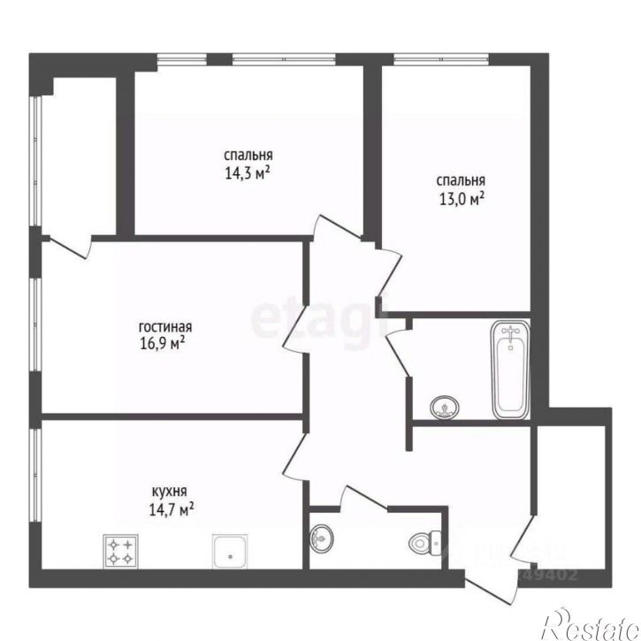 3-комн квартира проспект Октября, 107/3,  д. 107/3