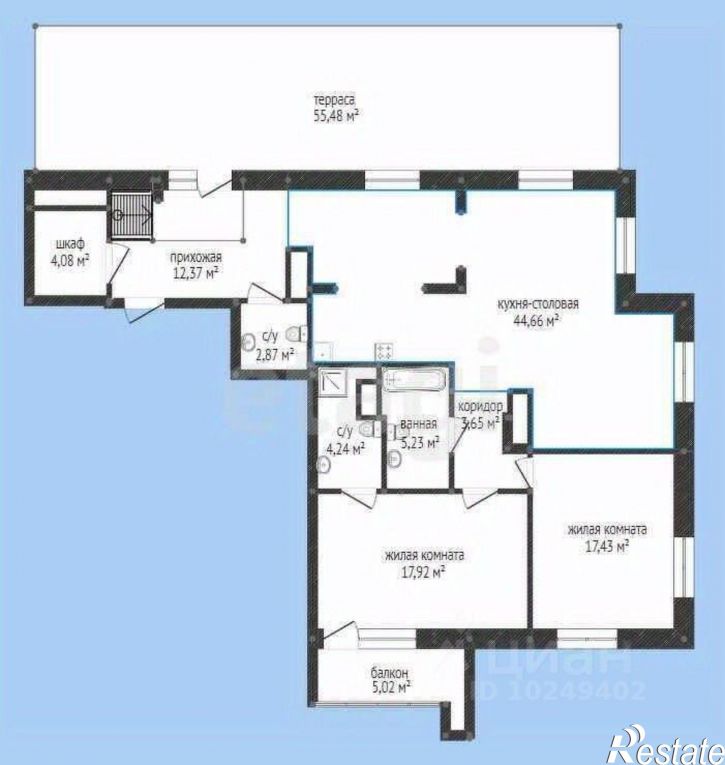 3-комн квартира улица Рудольфа Нуреева, 1,  д. 1