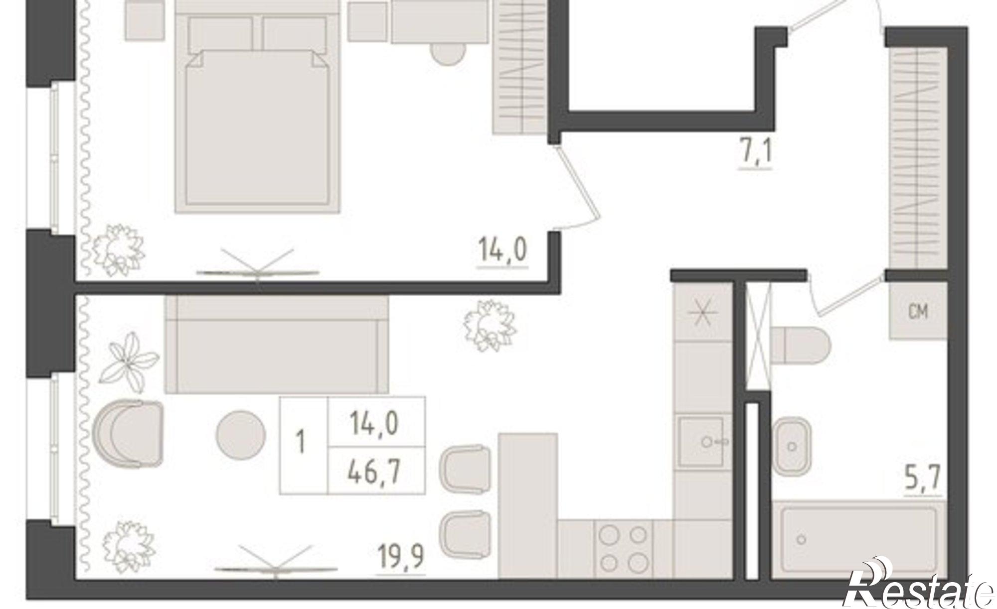 Купить квартиру за 13 076 000 рублей на ул Аксакова, 14 1