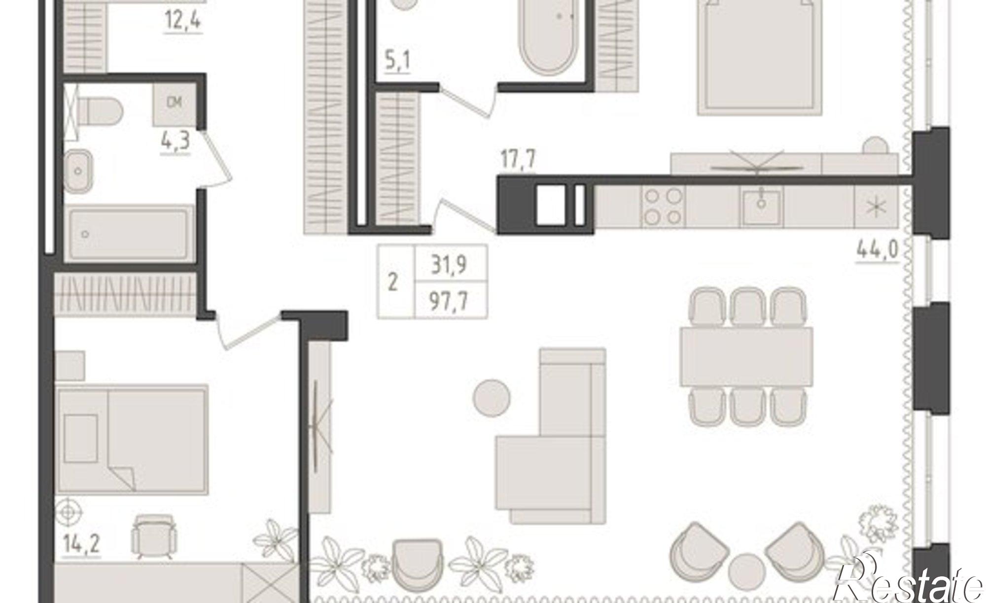 Купить квартиру за 27 356 000 рублей на ул Аксакова, 14/1