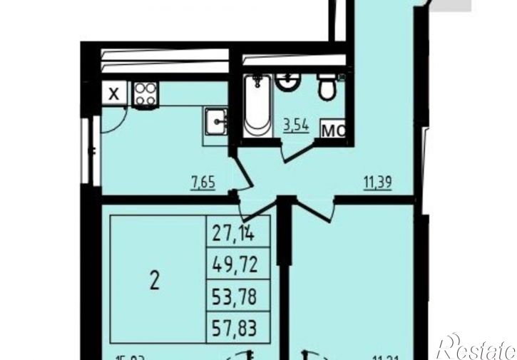 2-комн квартира в новом доме улица Майора Доставалова, 7,  д. 7