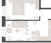 1-комн, 47 кв м, этаж 4/23 улица Аксакова, 18