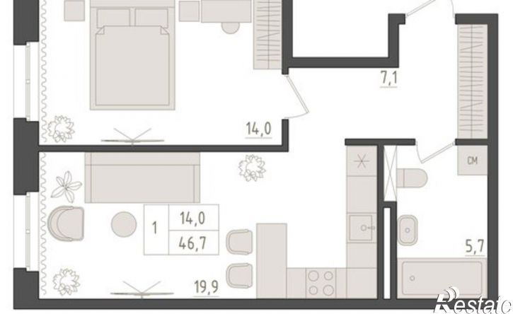 1-комн квартира в новом доме улица Аксакова, 18,  д. 18