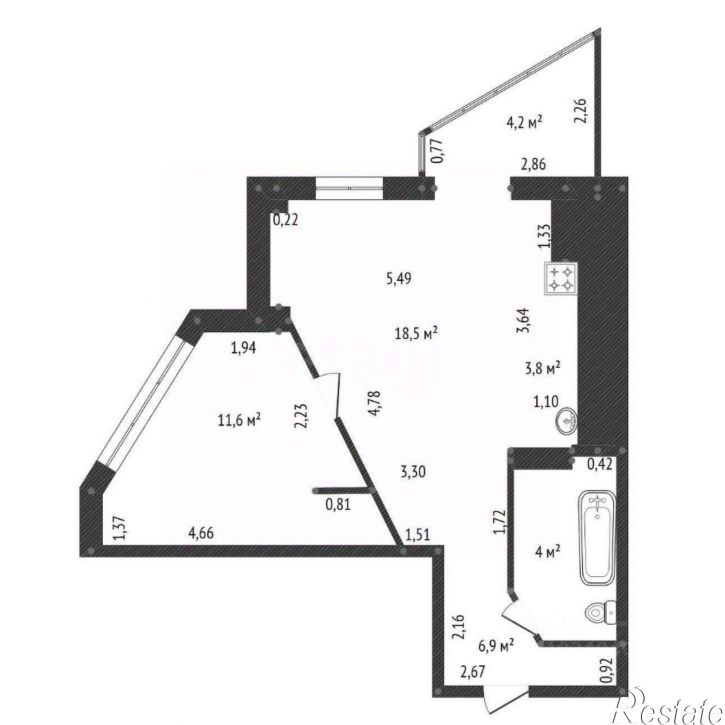 1-комн квартира улица Степана Злобина, 38/2,  д. 38/2