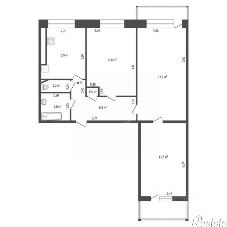 3-комн квартира улица Баязита Бикбая, 42,  д. 42