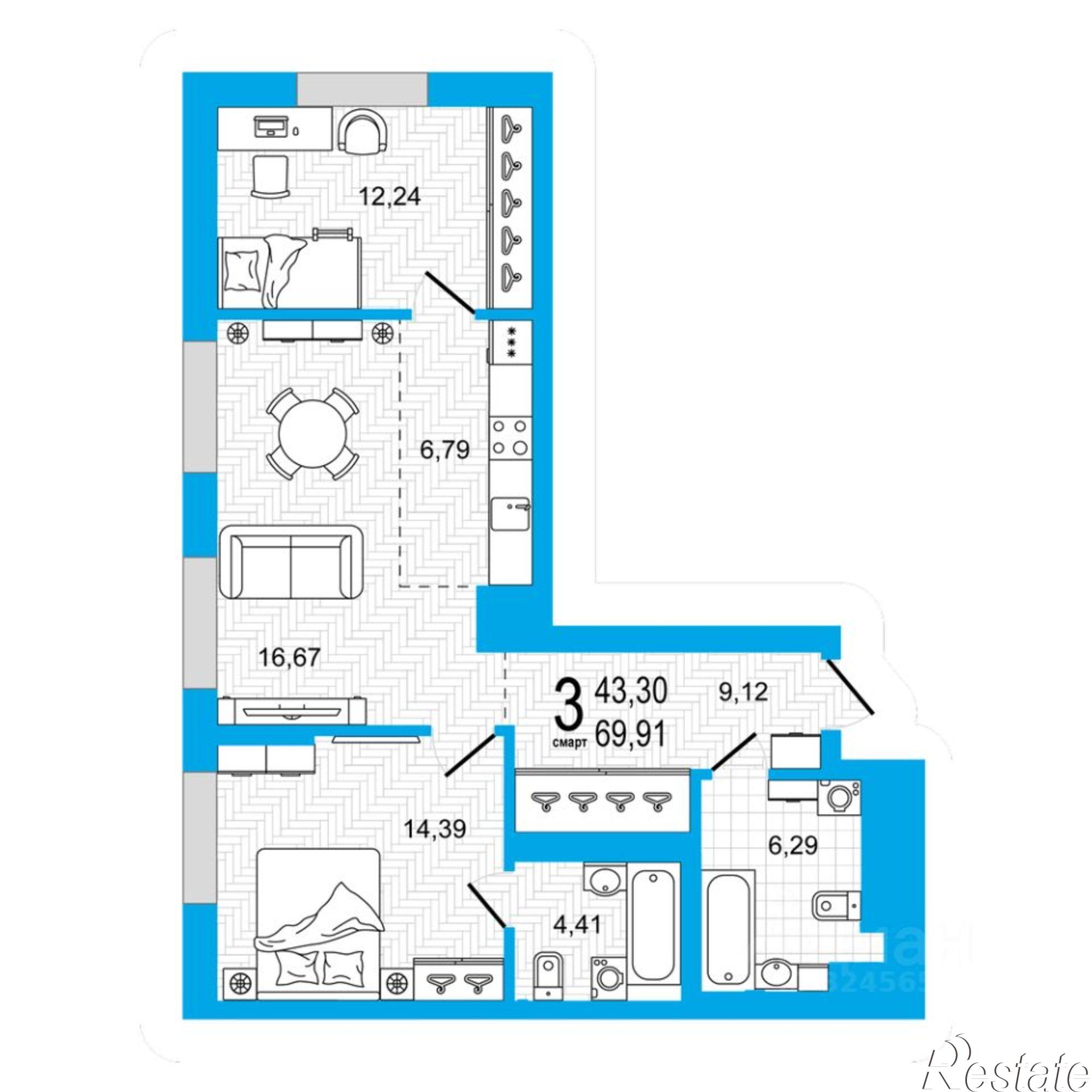 Купить квартиру за 8 983 440 рублей на ул Революционная, 98/1
