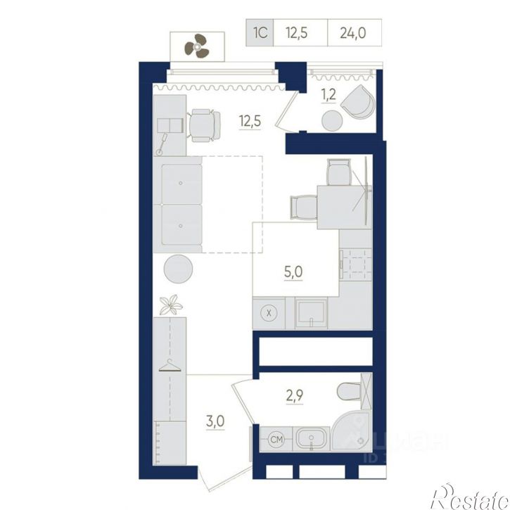 1-комн квартира в новом доме Яркий бульвар, 8/1