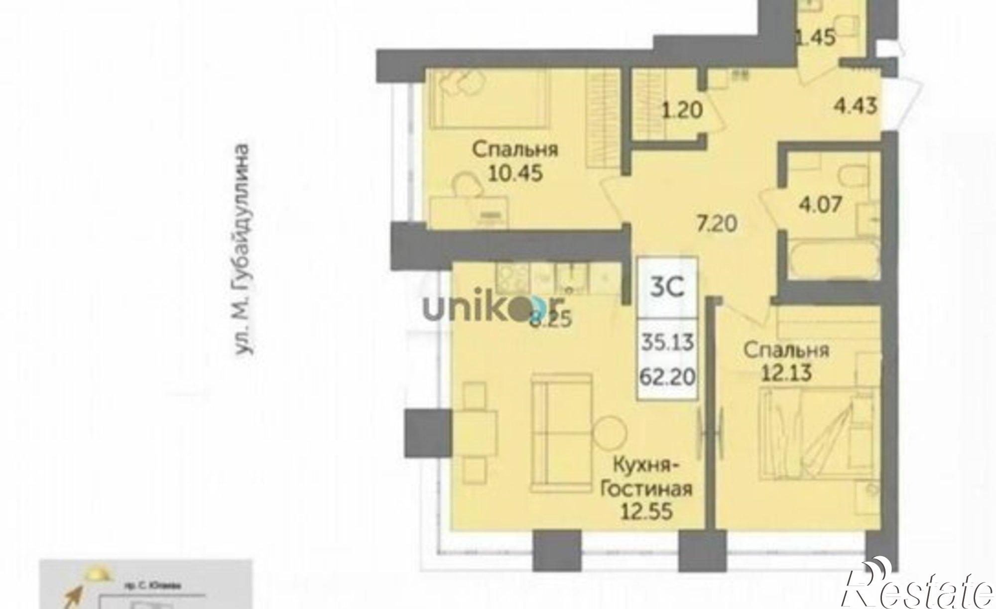 Купить квартиру за 6 000 000 рублей на улица Минигали Губайдуллина, 11