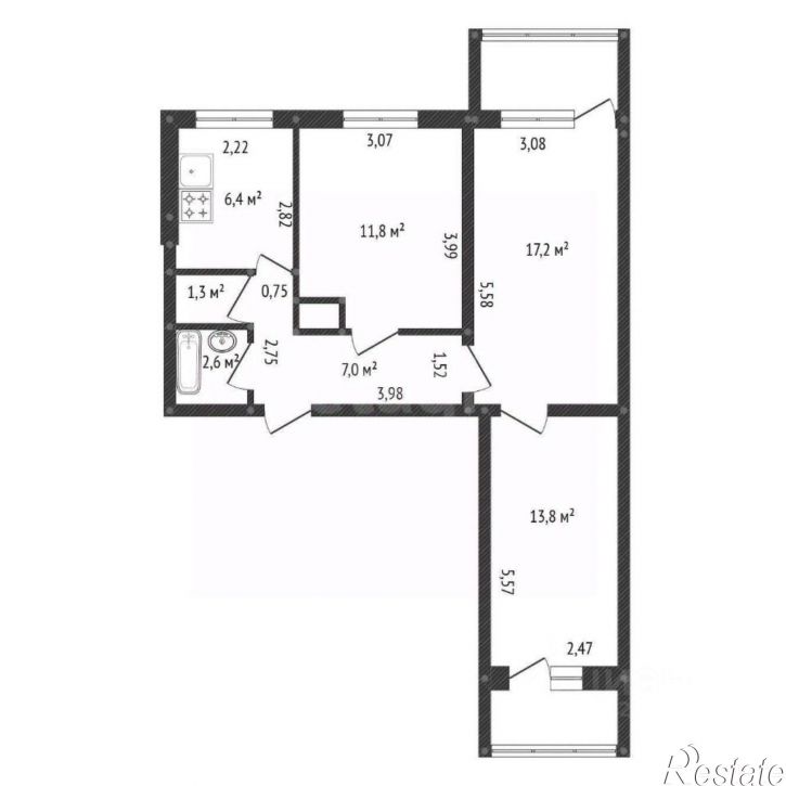 3-комн квартира ул Дагестанская, 13/1,  д. 13/1