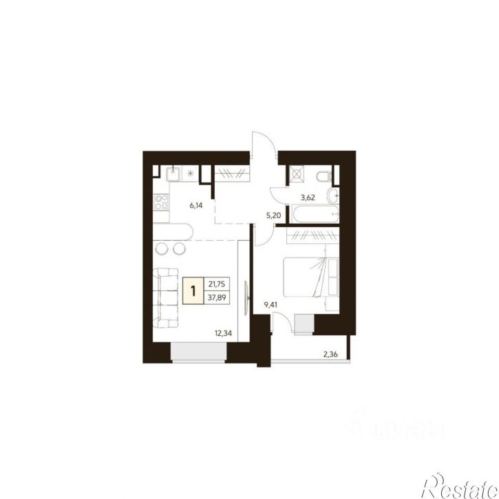 1-комн квартира в новом доме улица Ахметова, 296/3,  д. 296/3