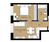 1-комн, 40 кв м, этаж 24/25 улица Ленина, 190 к1