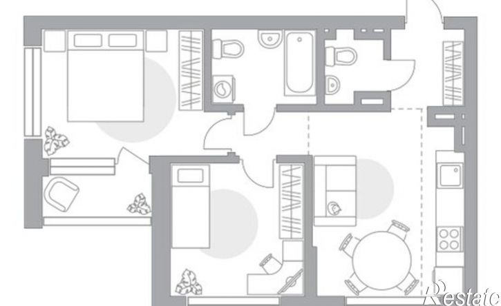 3-комн квартира в новом доме ул Менделеева, 158 2,  д. 158 2,  к. 2