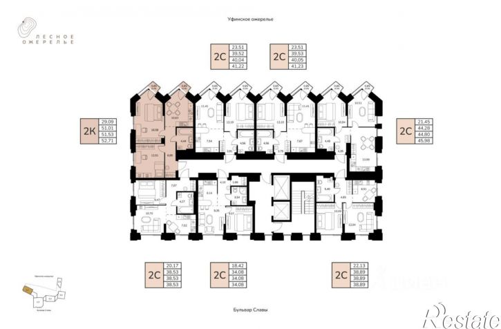 2-комн квартира в новом доме б-р Славы, 1а,  д. 1а