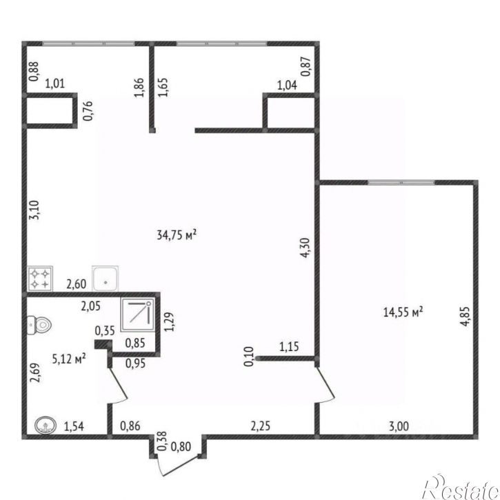 1-комн квартира ул Энтузиастов, 6,  д. 6
