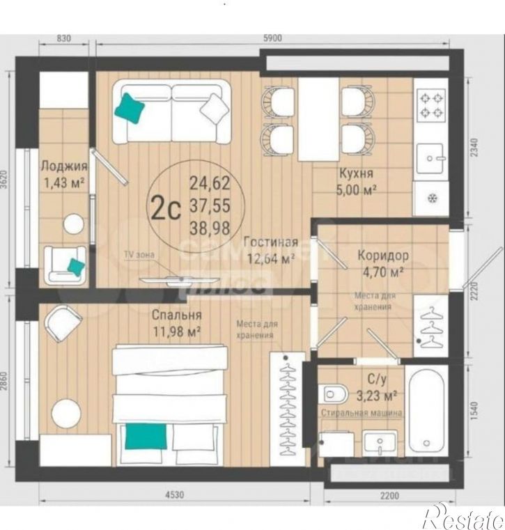 1-комн квартира ул Менделеева, 128,  д. 128