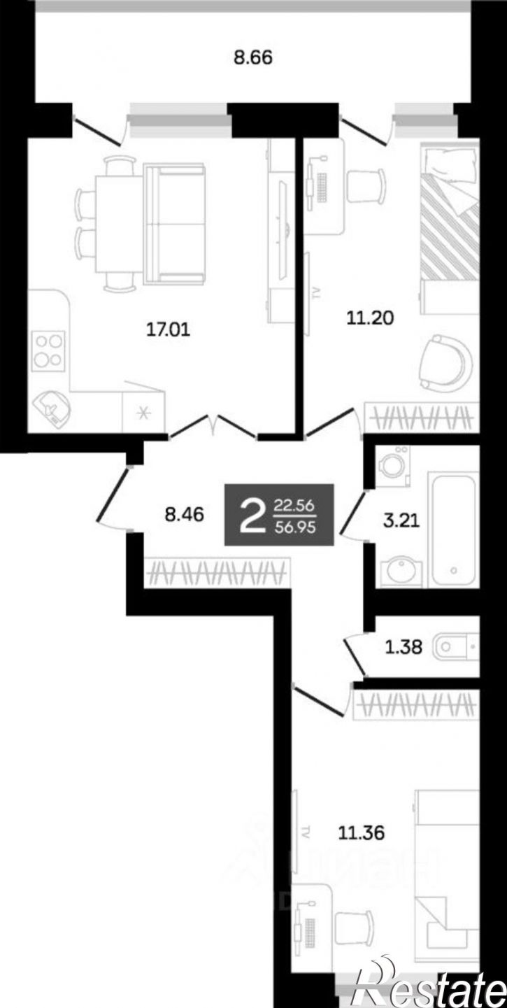 2-комн квартира ул Генерала Ишбулатова, 8,  д. 8
