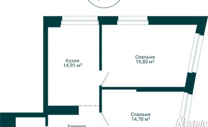 2-комн квартира в новом доме Комсомольская улица, 122 к1,  д. 122 к1