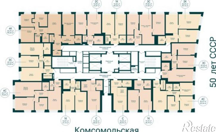 2-комн квартира в новом доме Комсомольская улица, 122 к1,  д. 122 к1