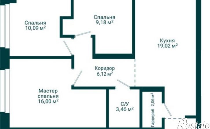 4-комн квартира в новом доме Комсомольская улица, 122 к1,  д. 122 к1