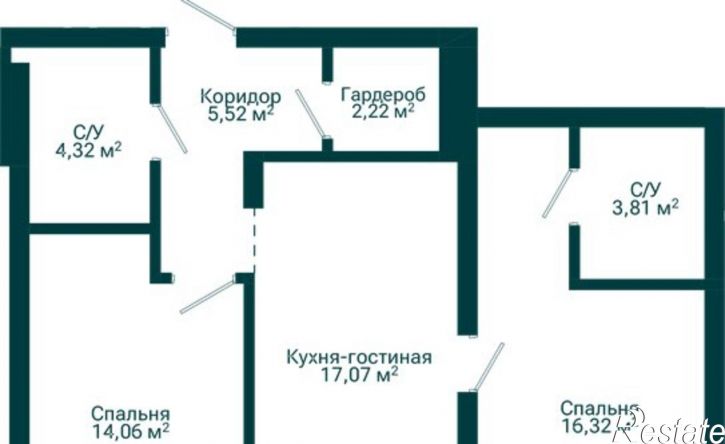 3-комн квартира в новом доме Комсомольская улица, 122,  д. 122