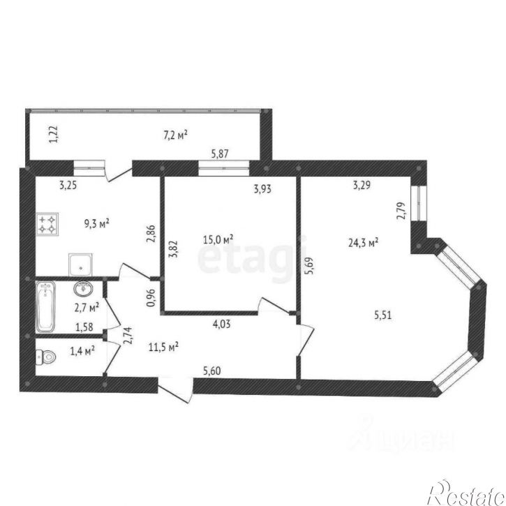 2-комн квартира ул Софьи Перовской, 42 1,  д. 42 1,  к. 1