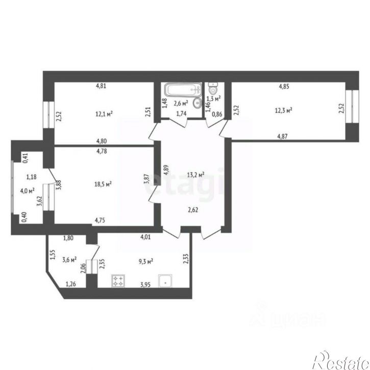 3-комн квартира ул Малая Лесозаводская, 2/1,  д. 2/1