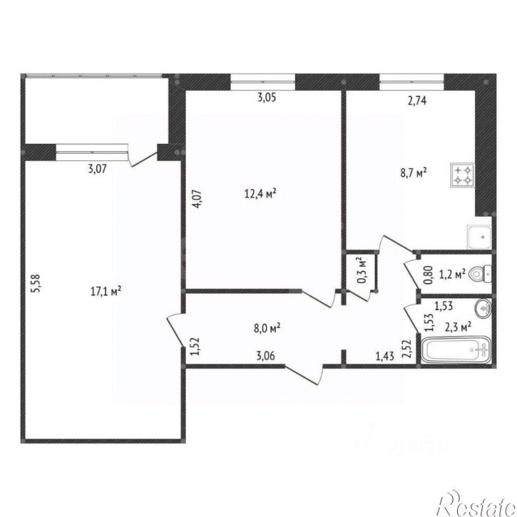 2-комн квартира ул Степана Злобина, 24,  д. 24