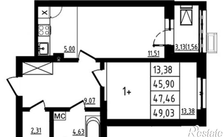 2-комн квартира улица Майора Доставалова, 3,  д. 3