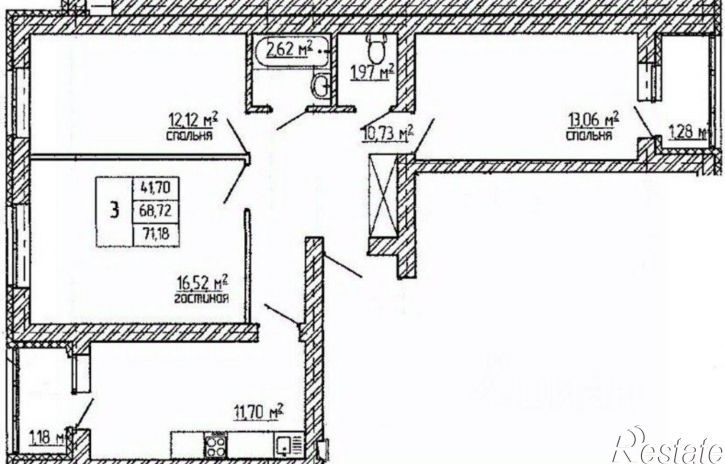 3-комн квартира улица Гази Загитова, 11/1,  д. 11/1