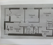 4-комн, 70 кв м, этаж 25/25 Бородинская улица, 19/1