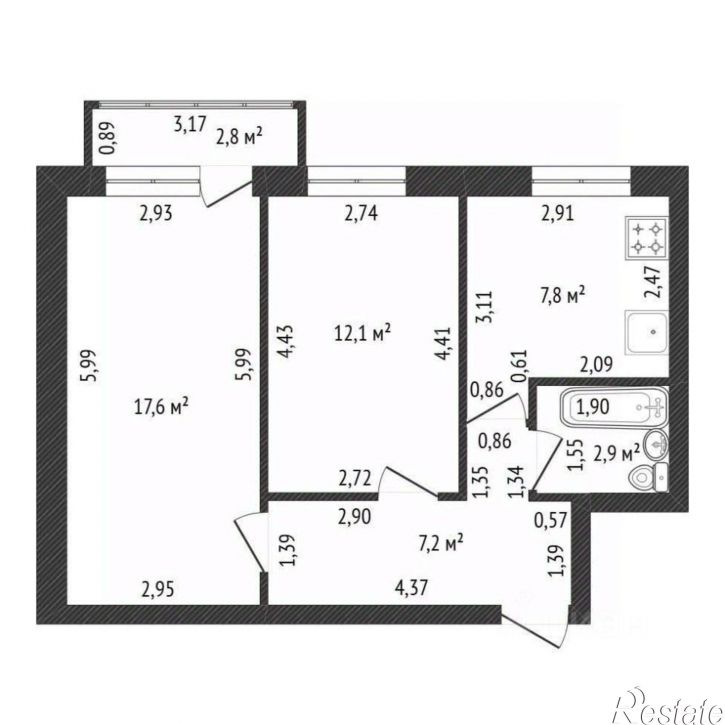 2-комн квартира ул Академика Курчатова, 81,  д. 81