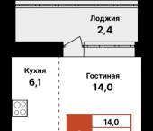 1-комн, 29 кв м, этаж 4/8 ул Академика Сулейманова, 12