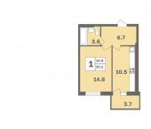 1-комн, 37 кв м, этаж 7/12 ул Мечтателей, 10