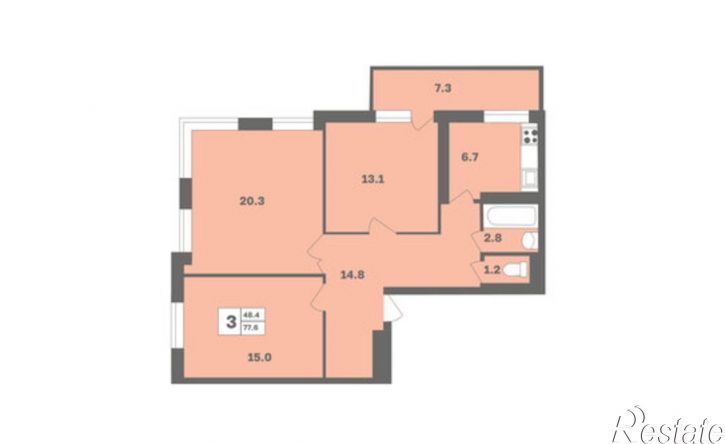 3-комн квартира в новом доме ул Мечтателей, 10,  д. 10