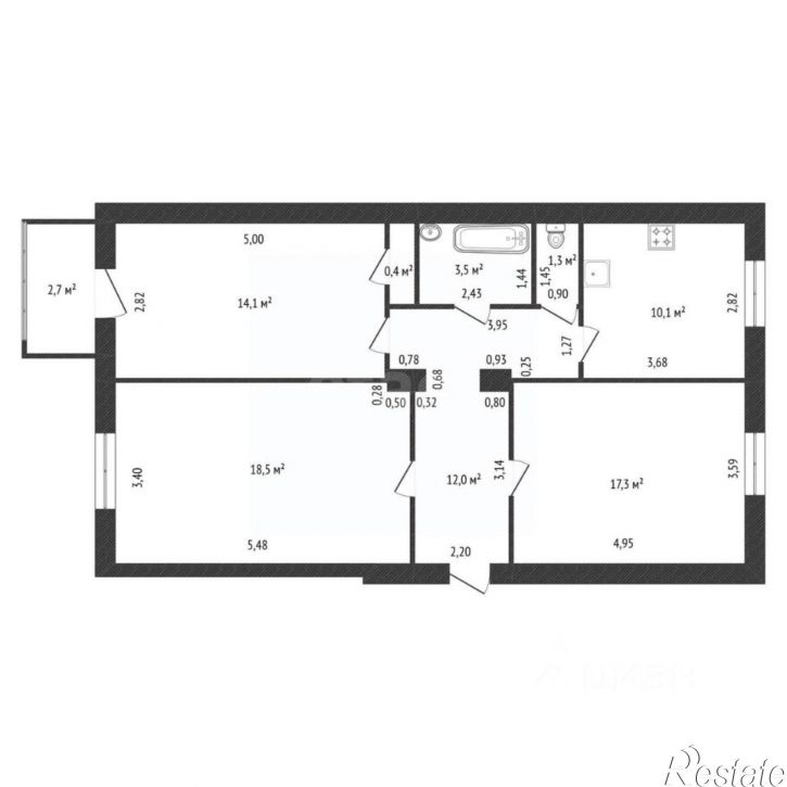 3-комн квартира улица Калинина, 13,  д. 13