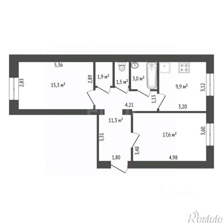 2-комн квартира Первомайская улица, 15,  д. 15