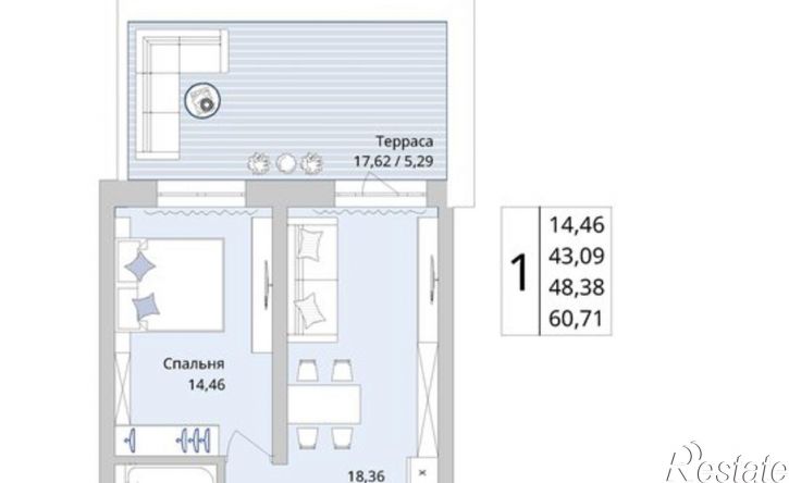 1-комн квартира в новом доме Сипайловская улица, 7А,  д. 7А