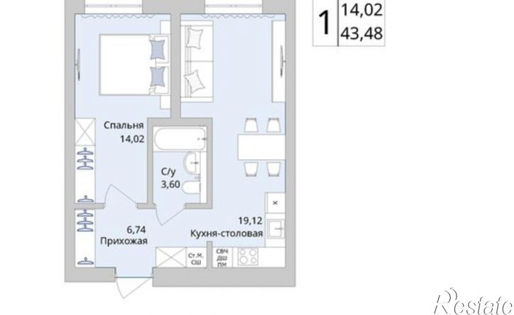1-комн квартира в новом доме Сипайловская улица, 7А,  д. 7А