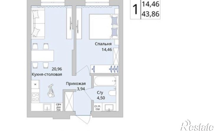 1-комн квартира в новом доме Сипайловская улица, 7А,  д. 7А
