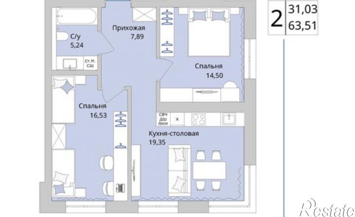 2-комн квартира в новом доме Сипайловская улица, 7А,  д. 7А