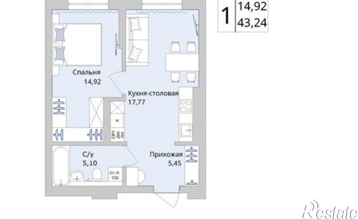 1-комн квартира в новом доме Сипайловская улица, 7А,  д. 7А