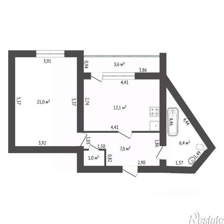 1-комн квартира улица Левитана, 38/3,  д. 38/3