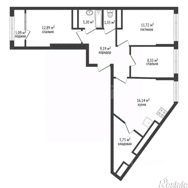 3-комн квартира улица Менделеева, 128,  д. 128