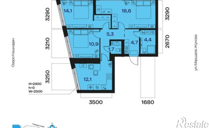 3-комн квартира в новом доме Косогорная улица, 187Б,  д. 187Б