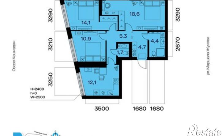 3-комн квартира в новом доме Косогорная улица, 187Б,  д. 187Б