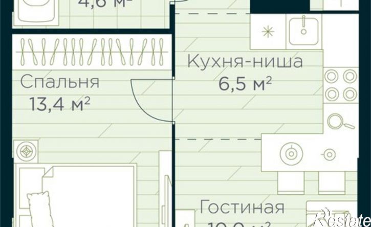 1-комн квартира в новом доме жилой район Глумилино, ЖК Урман Сити