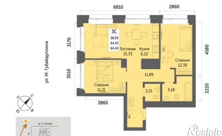 3-комн квартира ул Минигали Губайдуллина, 16/1,  д. 16/1