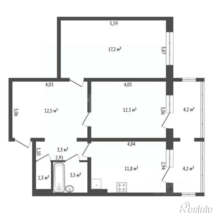 2-комн квартира ул Баязита Бикбая, 23/2,  д. 23/2