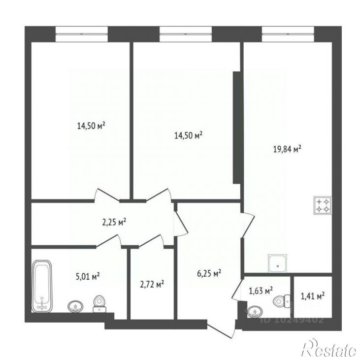 3-комн квартира ул Пирогова, 3,  д. 3