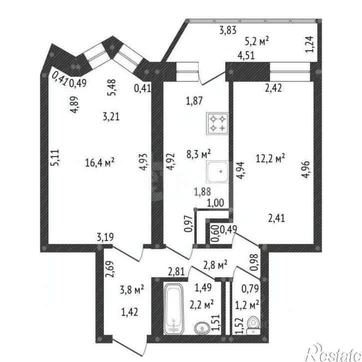 2-комн квартира ул Бакалинская, 23,  д. 23